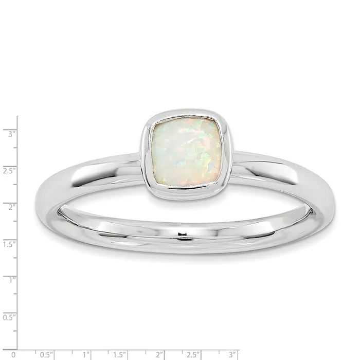 Stackable Expressions Rings Sterling Silver Stackable Expressions Cushion Cut Created Opal Ring QSK986 Stackable Expressions Rings Sterling Silver Stackable Expressions Cushion Cut Created Opal Ring QSK986