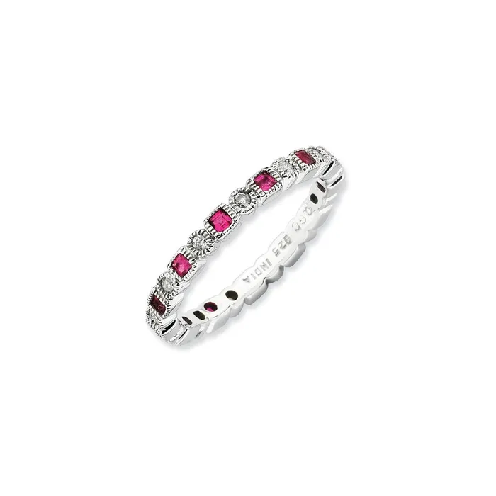 Stackable Expressions Sterling Silver Stackable Expressions Polished Cr Ruby Dia Ring QSK637 Rings Stackable Expressions Sterling Silver Stackable Expressions Polished Cr Ruby Dia Ring QSK637 Rings