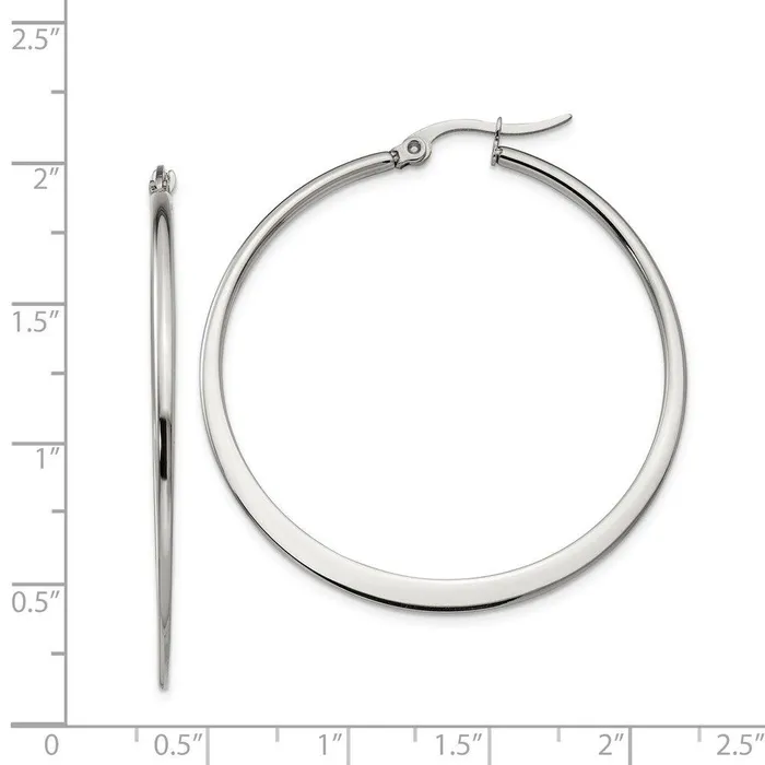Stainless Steel 43mm Diameter Hoop Earrings Chisel Earrings Stainless Steel 43mm Diameter Hoop Earrings Chisel Earrings