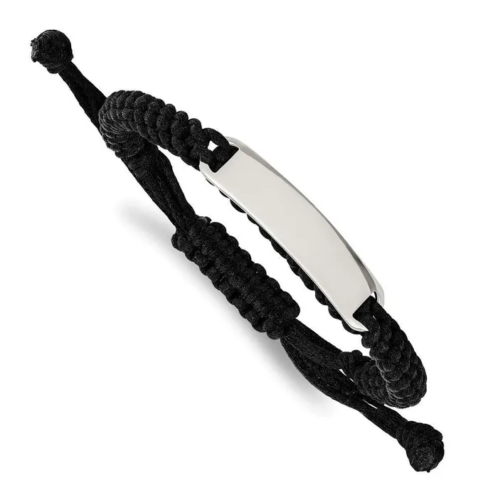 Stainless Steel Black Fabric wID Plate Adjustable Bracelet Chisel Bracelets Stainless Steel Black Fabric wID Plate Adjustable Bracelet Chisel Bracelets