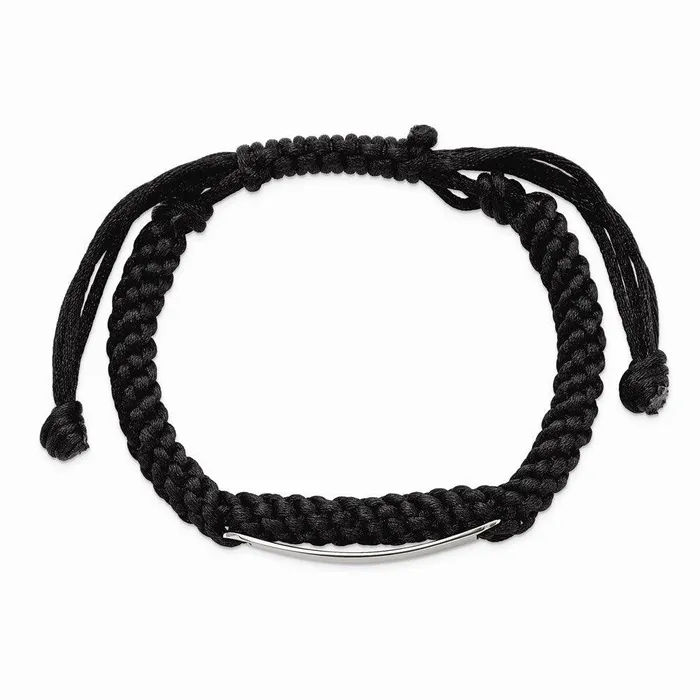 Stainless Steel Black Fabric wID Plate Adjustable Bracelet Chisel Bracelets Stainless Steel Black Fabric wID Plate Adjustable Bracelet Chisel Bracelets