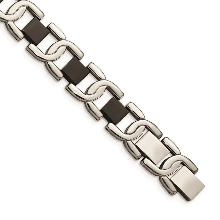 Stainless Steel Black IPplated 8in Bracelet Chisel Bracelets