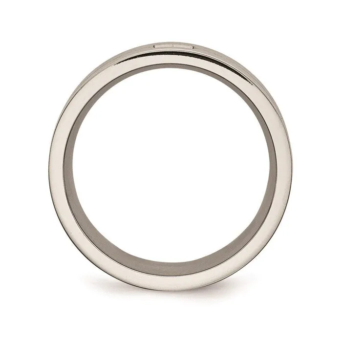 Stainless Steel Brushed and Polished wCZ Ring Chisel Rings Stainless Steel Brushed and Polished wCZ Ring Chisel Rings