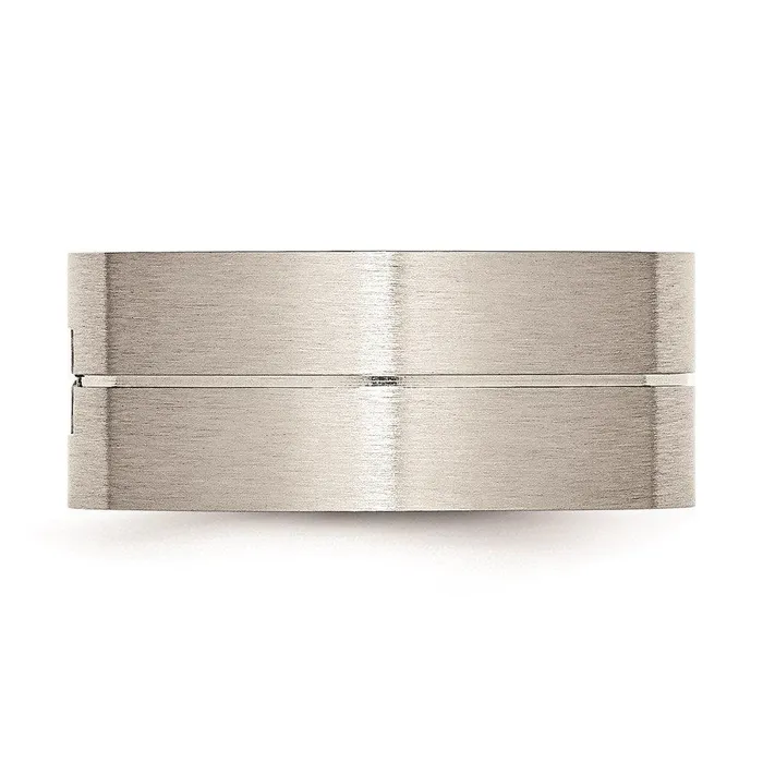 Stainless Steel Brushed and Polished wCZ Ring Chisel Rings Stainless Steel Brushed and Polished wCZ Ring Chisel Rings