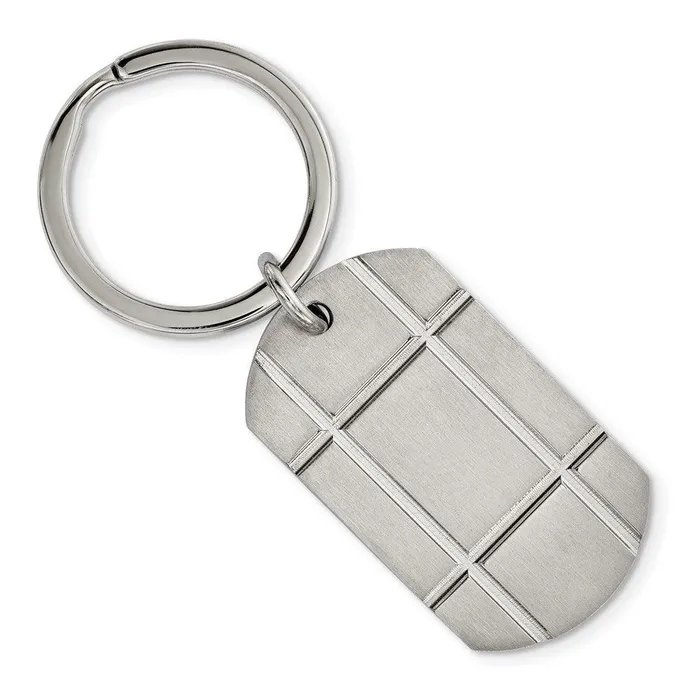 Stainless Steel Brushed Grooved Key Chain Chisel Bracelets