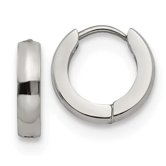 Stainless Steel Polished 30mm Hinged Hoop Earrings Chisel Earrings