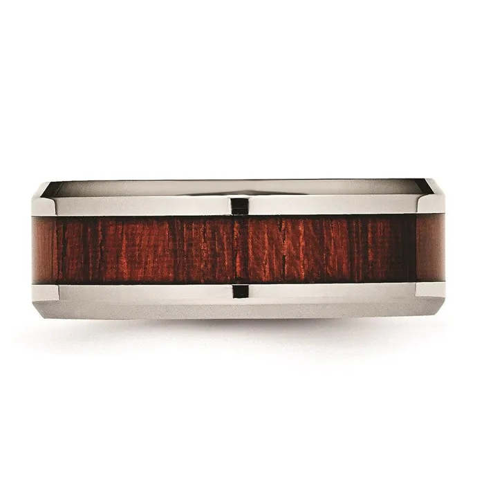 Stainless Steel Polished Red Wood Inlay Enameled 800mm Ring Chisel Rings Stainless Steel Polished Red Wood Inlay Enameled 800mm Ring Chisel Rings