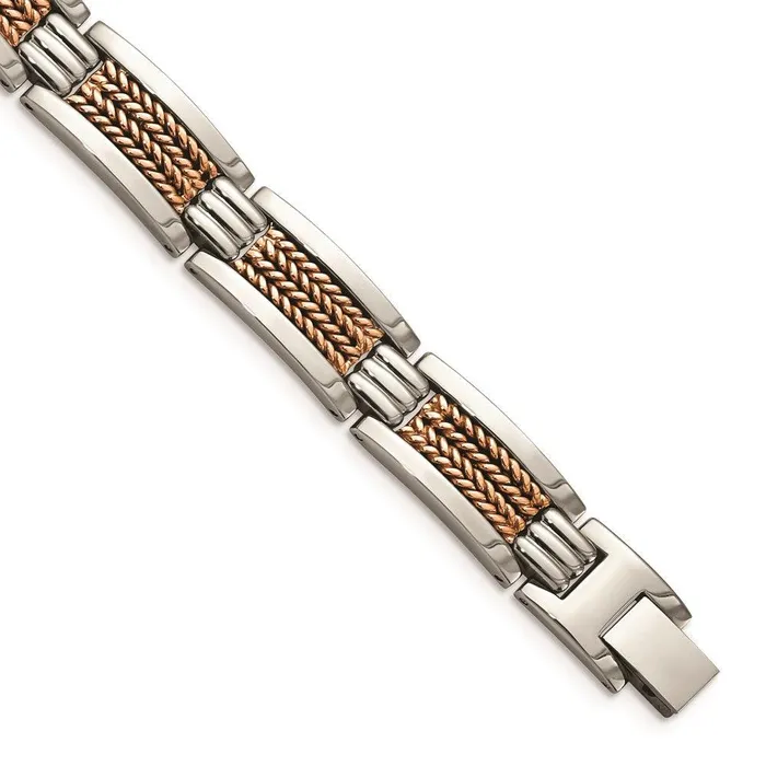 Stainless Steel Polished Rose IPPlated Bracelet Chisel Bracelets