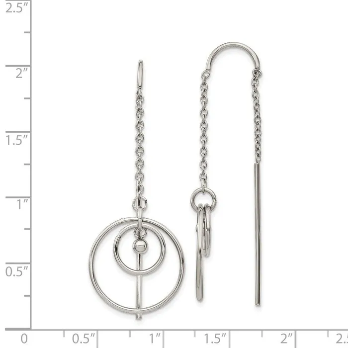 Stainless Steel Polished Threader Circle Dangle Earrings Chisel Earrings Stainless Steel Polished Threader Circle Dangle Earrings Chisel Earrings