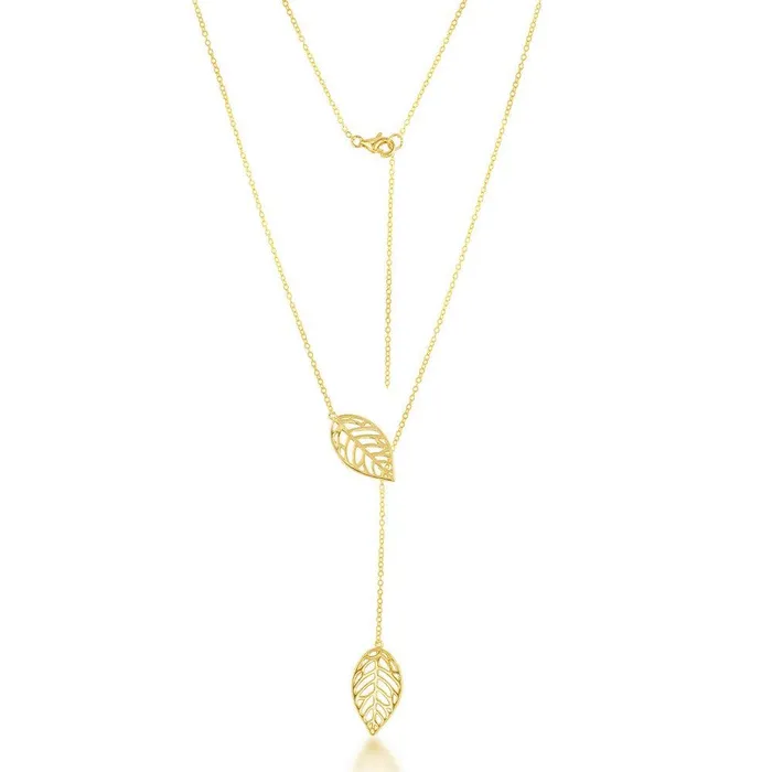 Sterling Silver Gold Leaf Hanging Chain Necklace Classic Necklaces