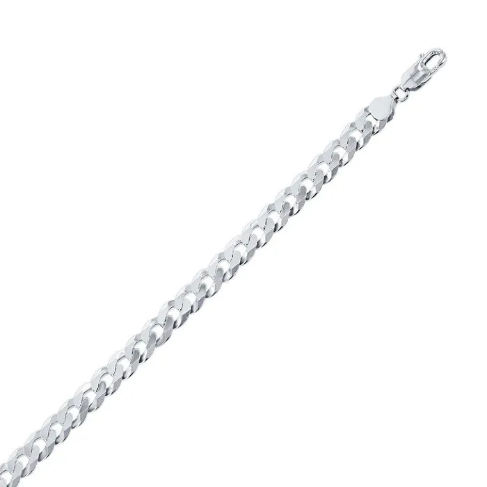 Sterling Silver Rhodium Plated 44mm Cuban Chain 20 Classic Rings