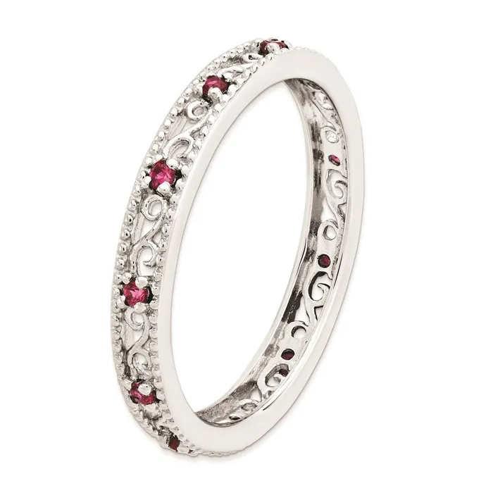 Sterling Silver Stackable Expressions Created Ruby Ring QSK1488 Stackable Expressions Rings Sterling Silver Stackable Expressions Created Ruby Ring QSK1488 Stackable Expressions Rings