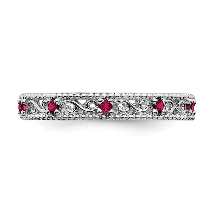 Sterling Silver Stackable Expressions Created Ruby Ring QSK1488 Stackable Expressions Rings Sterling Silver Stackable Expressions Created Ruby Ring QSK1488 Stackable Expressions Rings