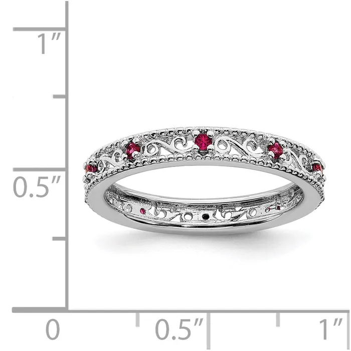Sterling Silver Stackable Expressions Created Ruby Ring QSK1488 Stackable Expressions Rings Sterling Silver Stackable Expressions Created Ruby Ring QSK1488 Stackable Expressions Rings