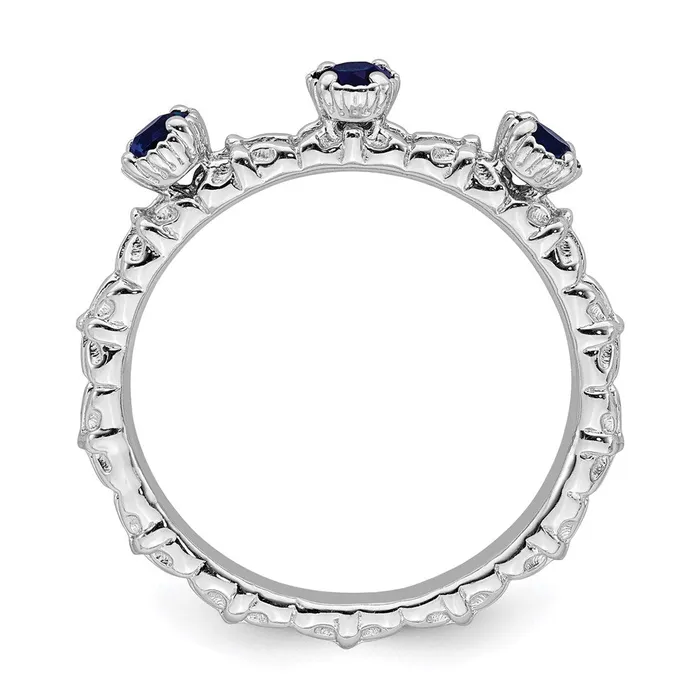 Sterling Silver Stackable Expressions Created Sapphire Three Stone Ring QSK1596 Stackable Expressions Rings Sterling Silver Stackable Expressions Created Sapphire Three Stone Ring QSK1596 Stackable Expressions Rings