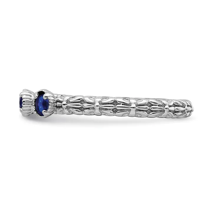 Sterling Silver Stackable Expressions Created Sapphire Three Stone Ring QSK1596 Stackable Expressions Rings Sterling Silver Stackable Expressions Created Sapphire Three Stone Ring QSK1596 Stackable Expressions Rings