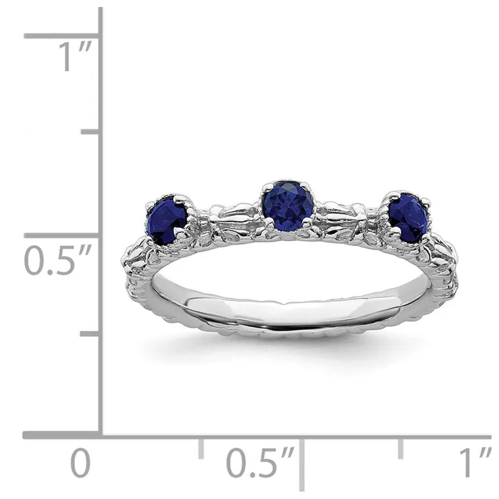 Sterling Silver Stackable Expressions Created Sapphire Three Stone Ring QSK1596 Stackable Expressions Rings Sterling Silver Stackable Expressions Created Sapphire Three Stone Ring QSK1596 Stackable Expressions Rings