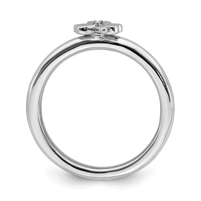 Sterling Silver Stackable Expressions Rhodium Diamond Clover Ring QSK1971 Stackable Expressions Rings Sterling Silver Stackable Expressions Rhodium Diamond Clover Ring QSK1971 Stackable Expressions Rings