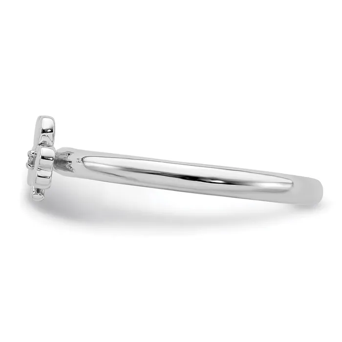 Sterling Silver Stackable Expressions Rhodium Diamond Clover Ring QSK1971 Stackable Expressions Rings Sterling Silver Stackable Expressions Rhodium Diamond Clover Ring QSK1971 Stackable Expressions Rings