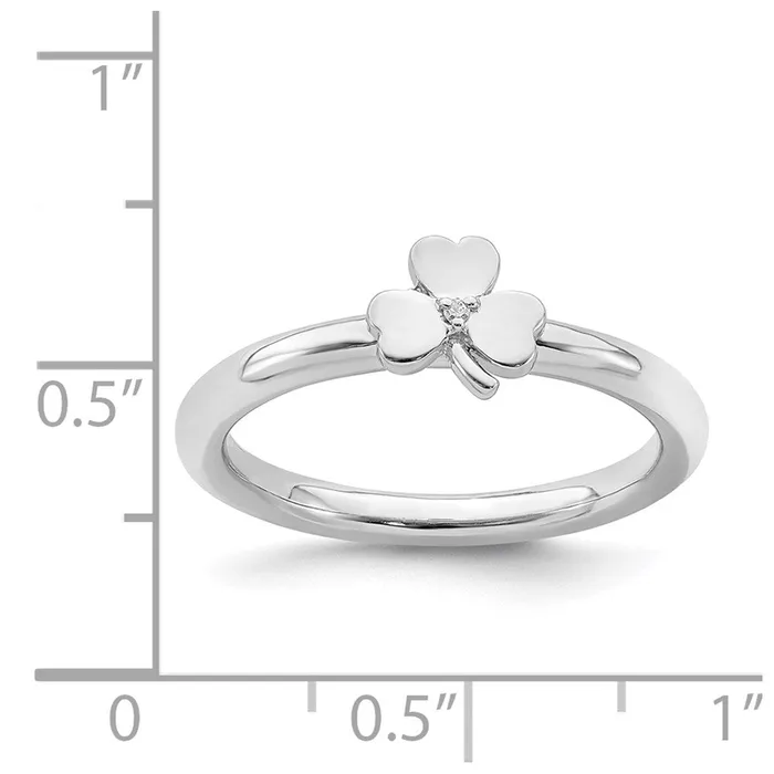 Sterling Silver Stackable Expressions Rhodium Diamond Clover Ring QSK1971 Stackable Expressions Rings Sterling Silver Stackable Expressions Rhodium Diamond Clover Ring QSK1971 Stackable Expressions Rings