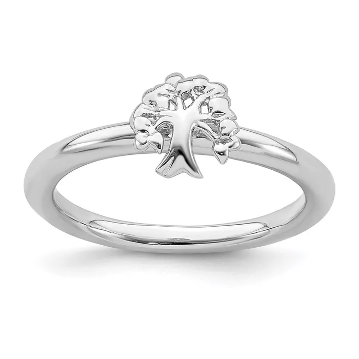 Sterling Silver Stackable Expressions Rhodium Tree Ring QSK1977 Stackable Expressions Rings Sterling Silver Stackable Expressions Rhodium Tree Ring QSK1977 Stackable Expressions Rings