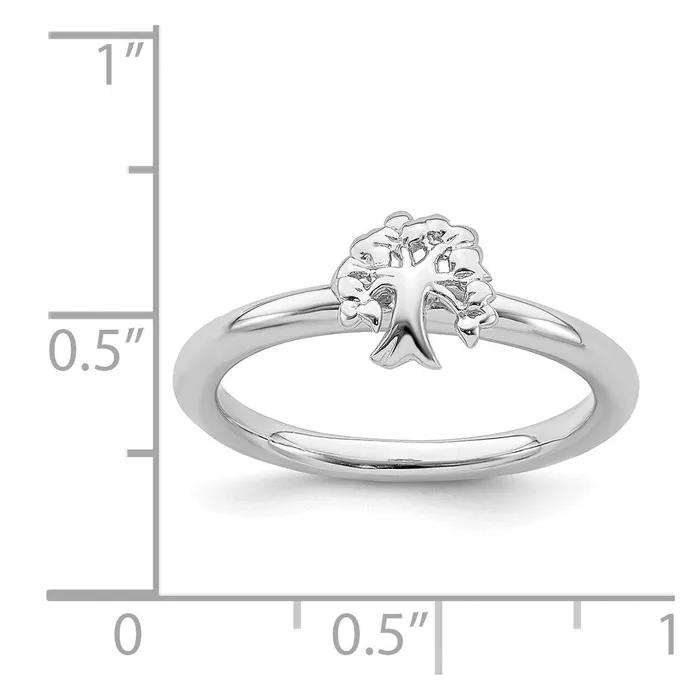 Sterling Silver Stackable Expressions Rhodium Tree Ring QSK1977 Stackable Expressions Rings Sterling Silver Stackable Expressions Rhodium Tree Ring QSK1977 Stackable Expressions Rings
