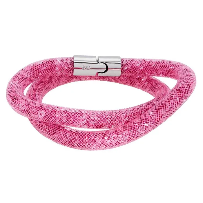 Swarovski Bracelets Swarovski Womens Bracelet Stardust Pink Nylon Fishnet Tube Wrap Around 5139747