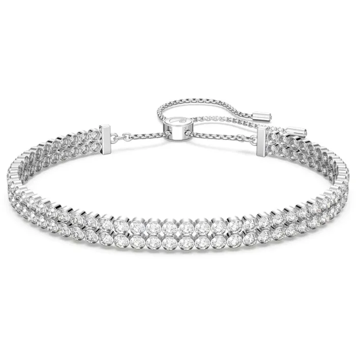 Swarovski Bracelets Swarovski Womens Bracelet Subtle Crystals Two Strands Rhodium Plated 5221397