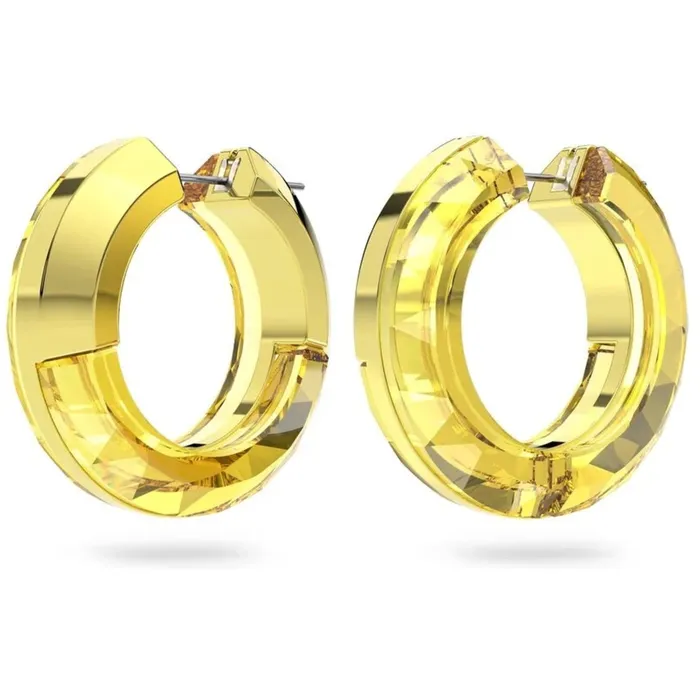 Swarovski Womens Hoop Earrings Lucent Yellow Gold Aluminum Crystals 5633435 Swarovski Earrings