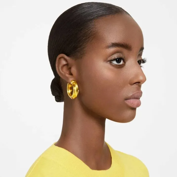 Swarovski Womens Hoop Earrings Lucent Yellow Gold Aluminum Crystals 5633435 Swarovski Earrings