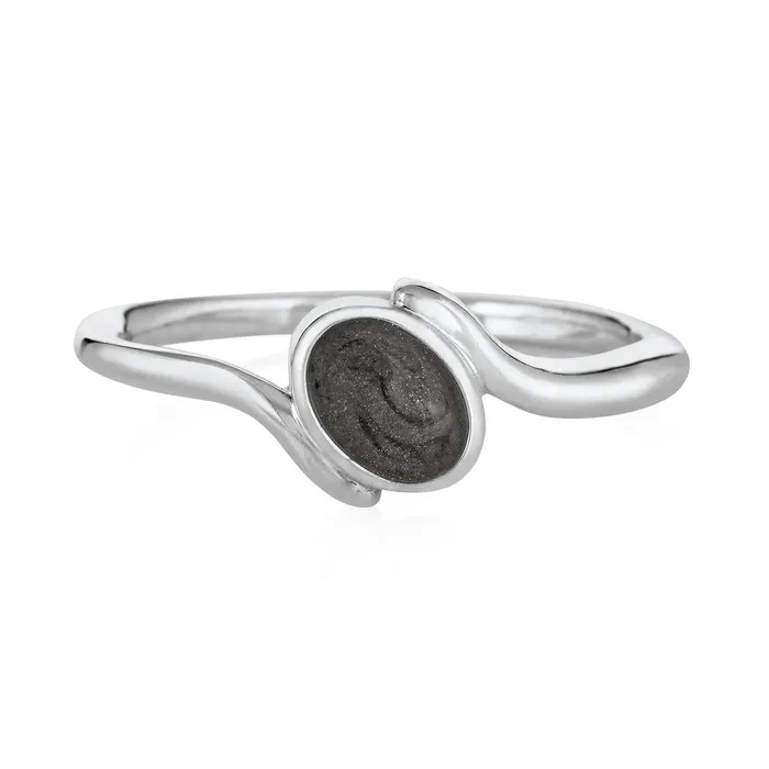 Tilted Oval Cremation Ring in 14K White Gold closebymejewelry Rings