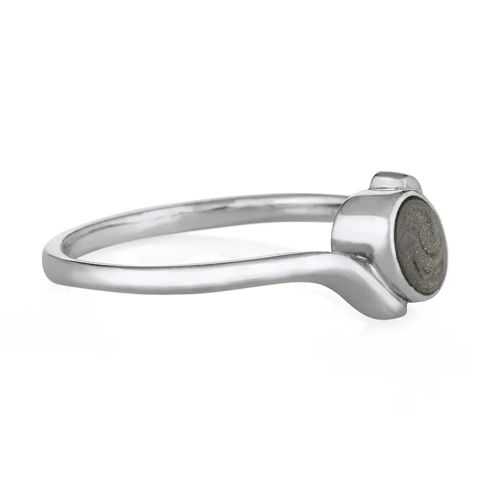 Tilted Oval Cremation Ring in 14K White Gold closebymejewelry Rings