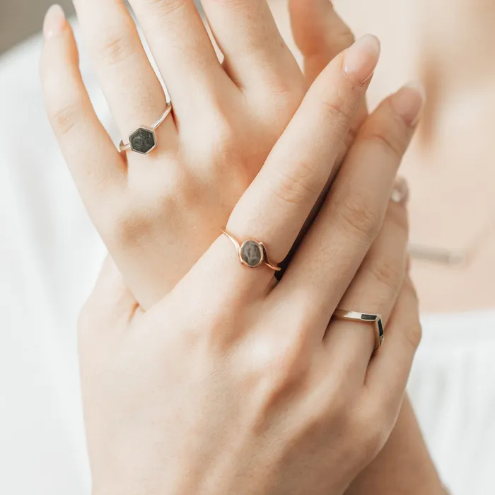 Tilted Oval Cremation Ring in 14K White Gold closebymejewelry Rings