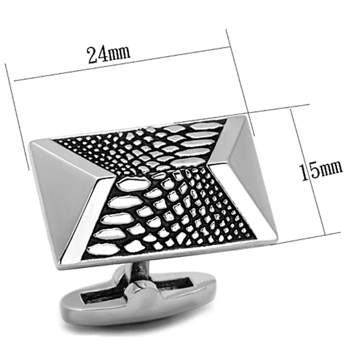 TK1259 High polished no plating Stainless Steel Cufflink with Epoxy in Jet Alamode Bracelets
