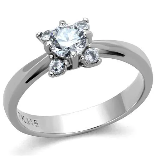 TK2172 High polished no plating Stainless Steel Ring with AAA Grade CZ in Clear Alamode Rings TK2172 High polished no plating Stainless Steel Ring with AAA Grade CZ in Clear Alamode Rings