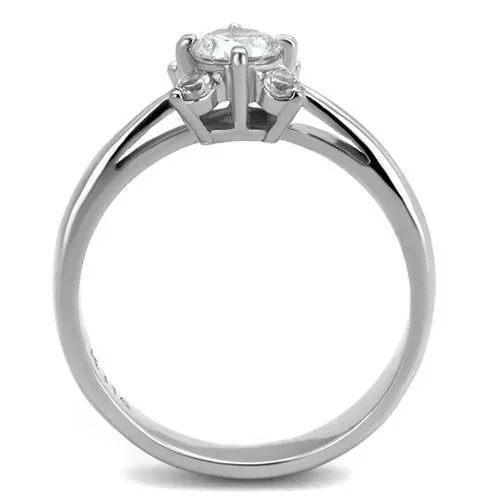 TK2172 High polished no plating Stainless Steel Ring with AAA Grade CZ in Clear Alamode Rings