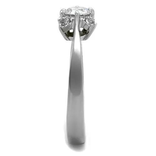 TK2172 High polished no plating Stainless Steel Ring with AAA Grade CZ in Clear Alamode Rings