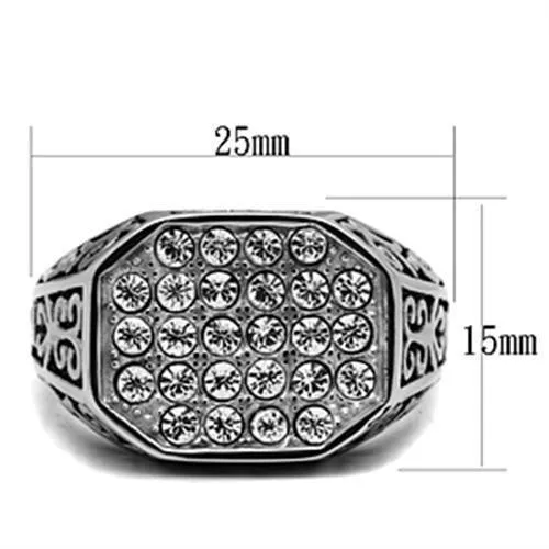 TK362 High polished no plating Stainless Steel Ring with Top Grade Crystal in Clear Alamode Rings
