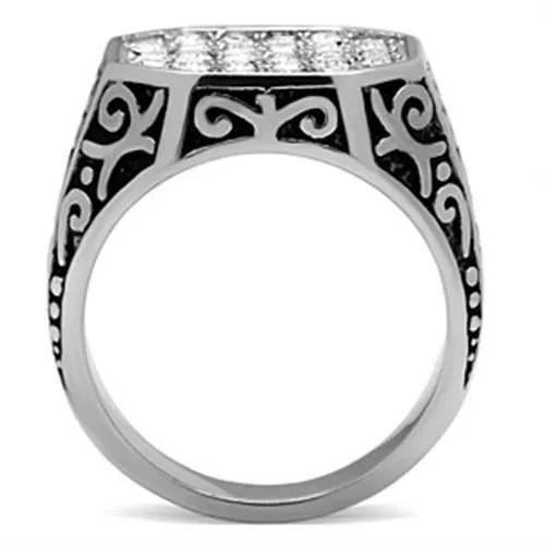 TK362 High polished no plating Stainless Steel Ring with Top Grade Crystal in Clear Alamode Rings