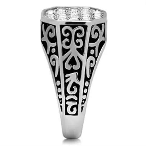 TK362 High polished no plating Stainless Steel Ring with Top Grade Crystal in Clear Alamode Rings