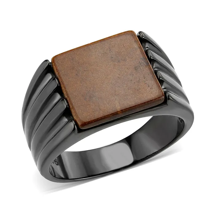 TK3766 IP Black Ion Plating Stainless Steel Ring with SemiPrecious in Topaz Alamode Rings TK3766 IP Black Ion Plating Stainless Steel Ring with SemiPrecious in Topaz Alamode Rings