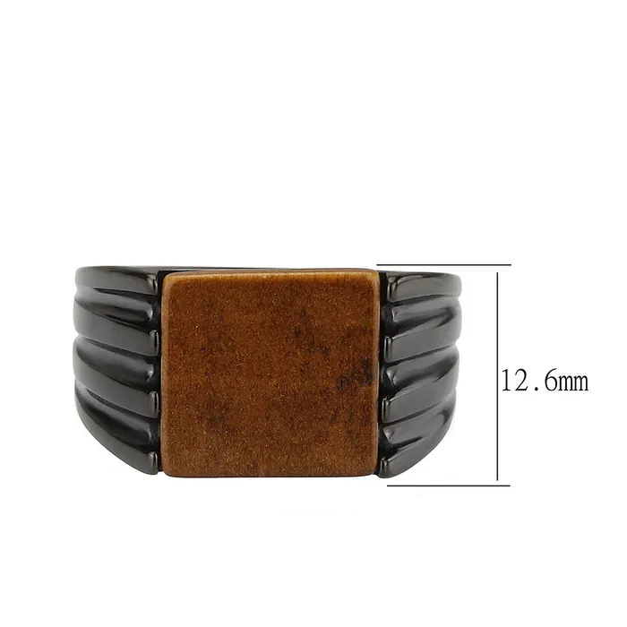 TK3766 IP Black Ion Plating Stainless Steel Ring with SemiPrecious in Topaz Alamode Rings TK3766 IP Black Ion Plating Stainless Steel Ring with SemiPrecious in Topaz Alamode Rings