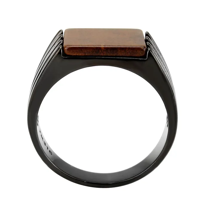 TK3766 IP Black Ion Plating Stainless Steel Ring with SemiPrecious in Topaz Alamode Rings TK3766 IP Black Ion Plating Stainless Steel Ring with SemiPrecious in Topaz Alamode Rings