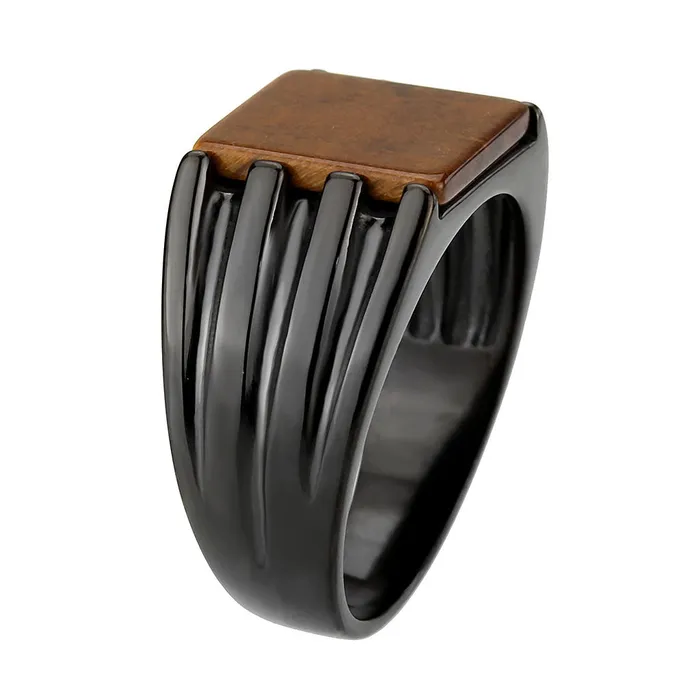 TK3766 IP Black Ion Plating Stainless Steel Ring with SemiPrecious in Topaz Alamode Rings TK3766 IP Black Ion Plating Stainless Steel Ring with SemiPrecious in Topaz Alamode Rings