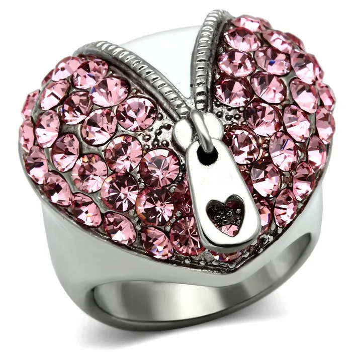 TK652 High polished no plating Stainless Steel Ring with Top Grade Crystal in Rose Alamode Rings TK652 High polished no plating Stainless Steel Ring with Top Grade Crystal in Rose Alamode Rings