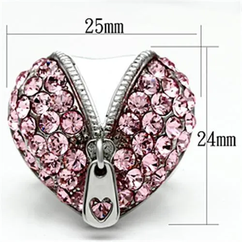 TK652 High polished no plating Stainless Steel Ring with Top Grade Crystal in Rose Alamode Rings