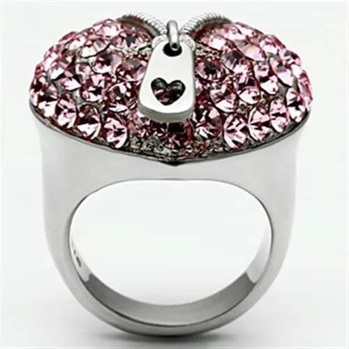 TK652 High polished no plating Stainless Steel Ring with Top Grade Crystal in Rose Alamode Rings