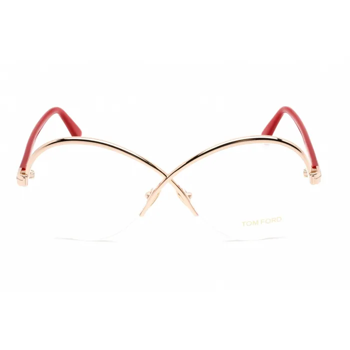 Tom Ford Womens Eyeglasses Shiny Rose Gold Metal Oval Half Rim Frame FT5761 028 Tom Ford Earrings