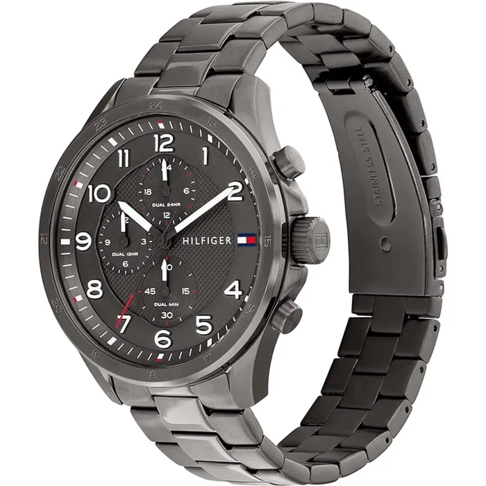 Tommy Hilfiger Tommy Hilfiger Mens Watch Axel Dual Time Grey Stainless Steel Bracelet 1792008 Bracelets Tommy Hilfiger Tommy Hilfiger Mens Watch Axel Dual Time Grey Stainless Steel Bracelet 1792008 Bracelets