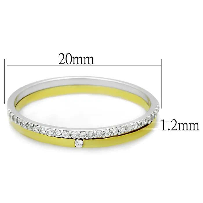 TS207 GoldRhodium 925 Sterling Silver Ring with AAA Grade CZ in Clear Alamode Rings